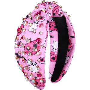 Women Rhinestone Candy Corn Pumpkin Knotted Headband Halloween Accessories Gifts